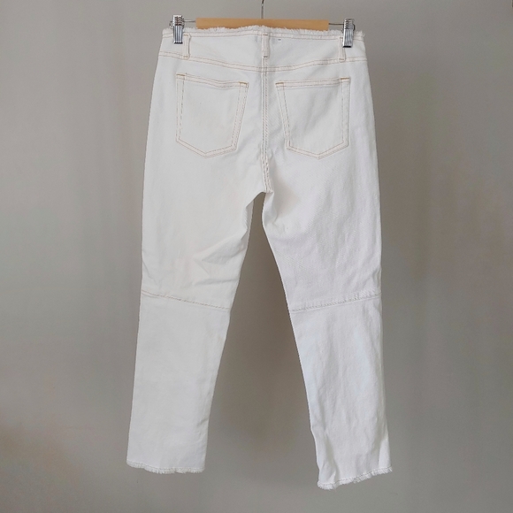 Theory White Raw Edge Waist Hem Cropped Jeans Size 6 - Picture 2 of 11